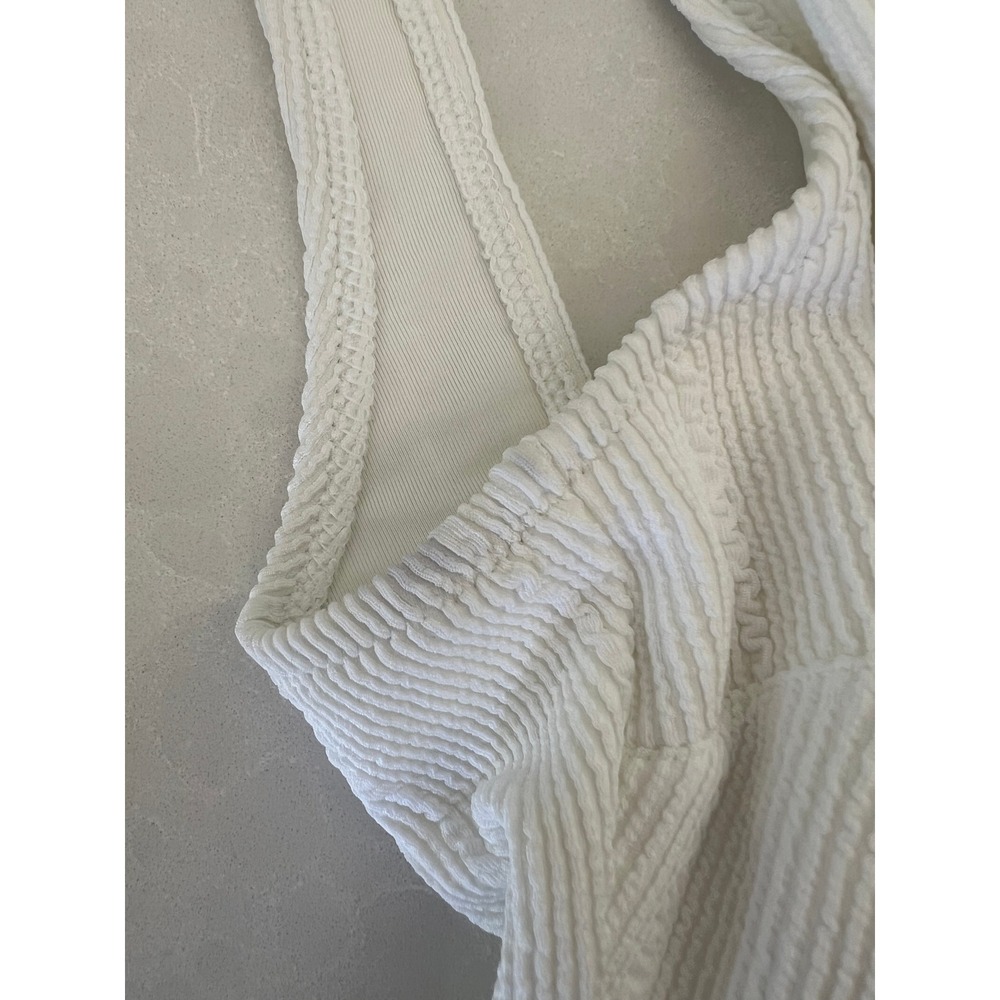 NWT Aerie White Textured Cable Knit Scoop Bikini Set Beachy Minimalist Vacation - Picture 11 of 12